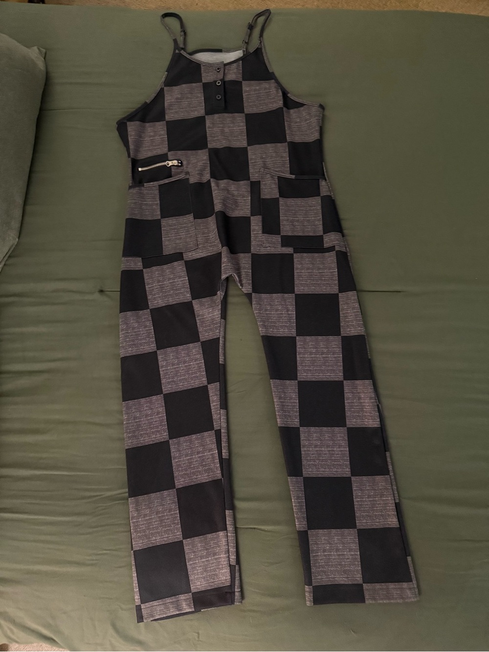Black & Gray Checkerboard Utility Jumpsuit Size Small NWOT